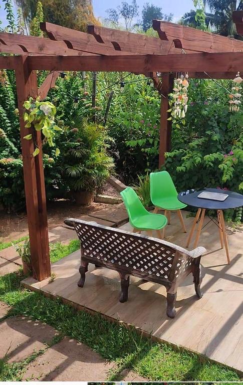 Garden pergola and outdoor seating area